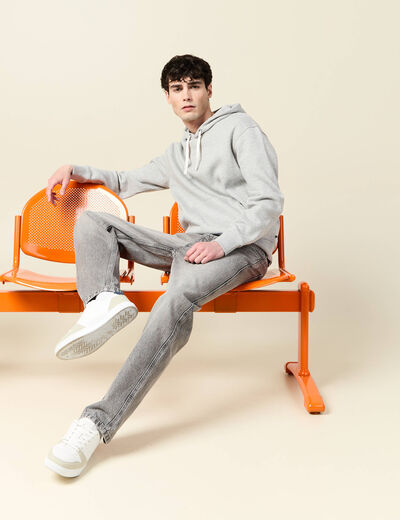 Sweat à capuche gris homme