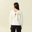 Pull col rond manches longues ecru femme