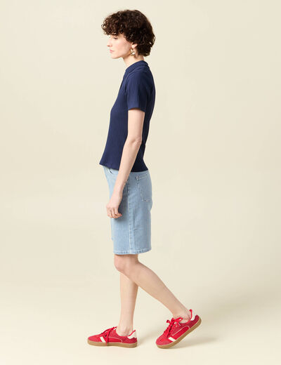 Polo manches courtes bleu marine femme
