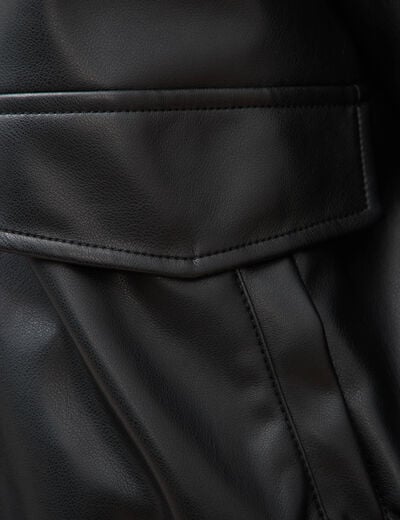 Blouson oversize manches longues noir femme