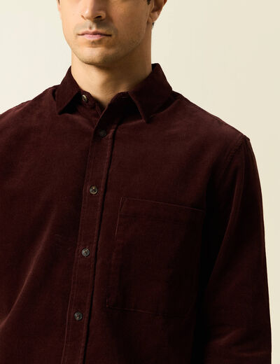 Chemise manches longues bordeaux homme