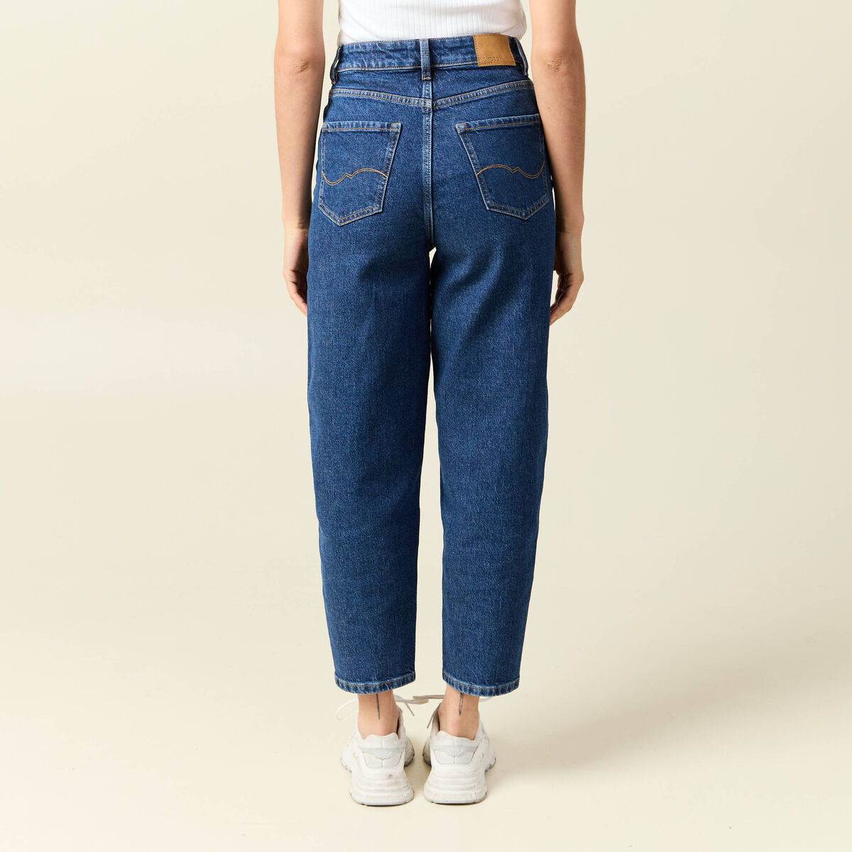 Jeans barrel slouchy taille haute 7/8ème denim brut femme