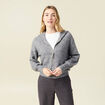 Gilet manches longues capuche gris clair femme