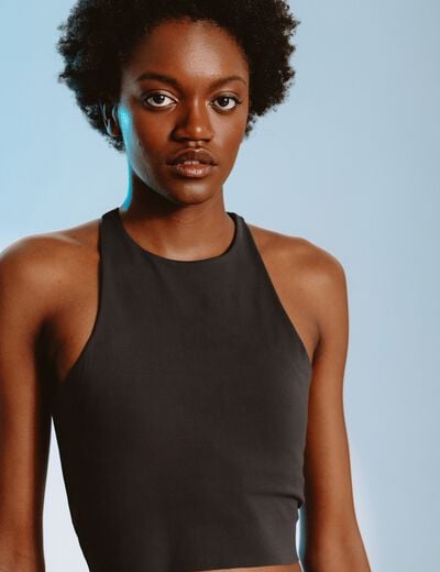 Brassi&egrave;re ajust&eacute;e cropped gris fonc&eacute; femme