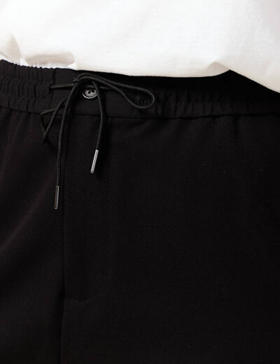 Pantalon large élastiqué noir femme