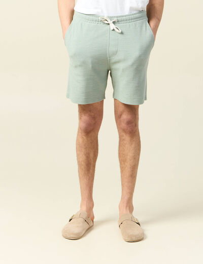 Short droit avec cordon vert olive homme
