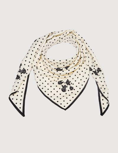 Foulard satin&eacute; noir femme