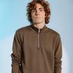 Sweat droit col montant manches longues taupe homme