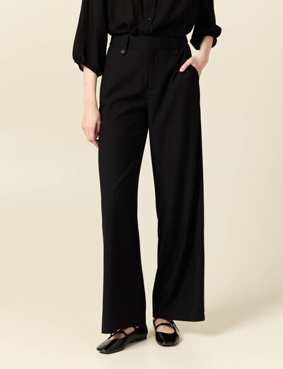 Pantalon large fluide noir femme