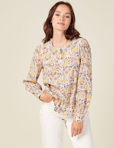 Blouse manches longues beige femme