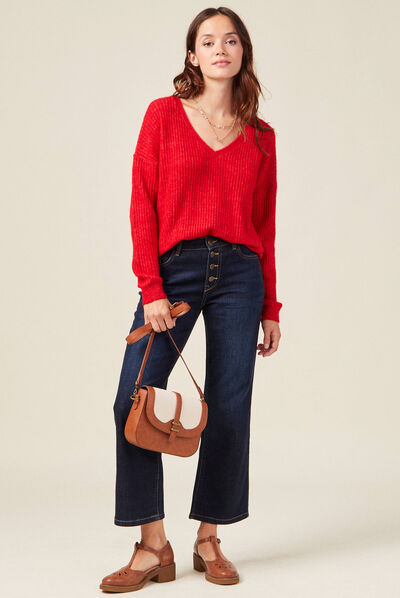 Pull éco-responsable rouge femme