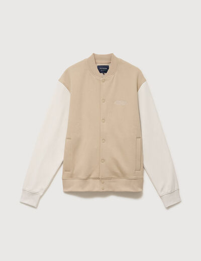 Sweat manches longues brod&eacute; beige homme