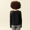Pull ajour&eacute; col V manches longues noir femme