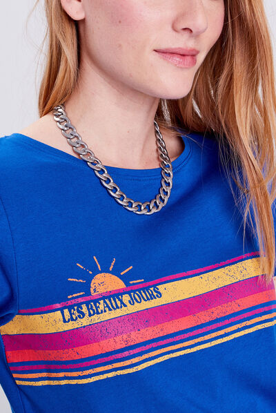 Collier chaîne gris argent femme