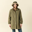 Parka longue à capuche vert kaki femme