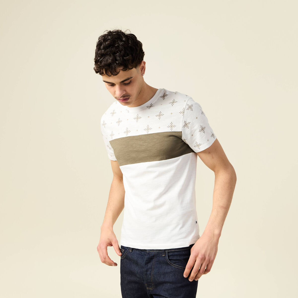 T-shirt manches courtes vert kaki homme