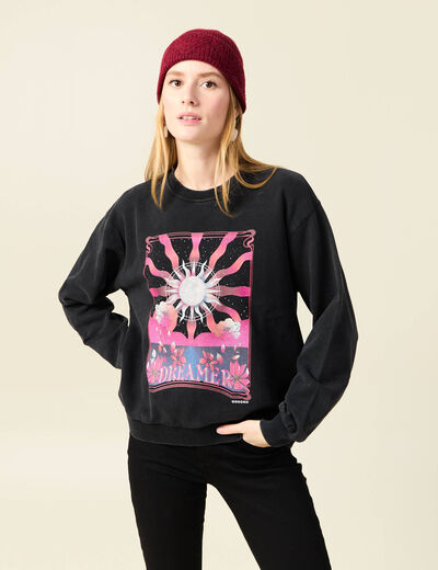 Sweat manches longues noir femme