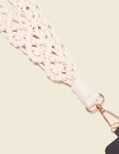 Dragonne de téléphone macramé creme femme