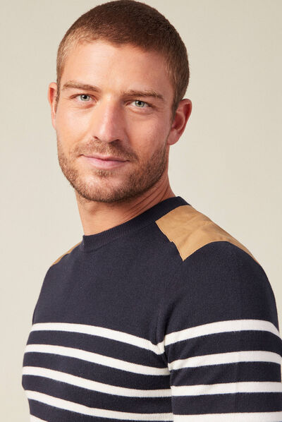 Pull manches longues bleu foncé homme