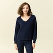 Pull manches longues bleu marine femme