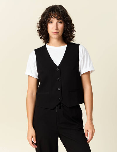 Veston sans manches noir femme