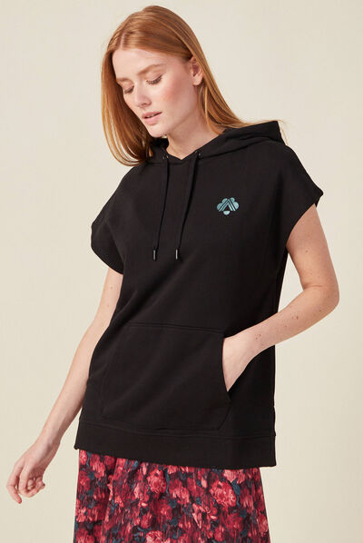 Sweat capuche éco-responsable noir femme