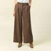 Pantalon large taille haute marron fonc&eacute; femme