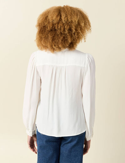 Chemise manches longues fluide ecru femme