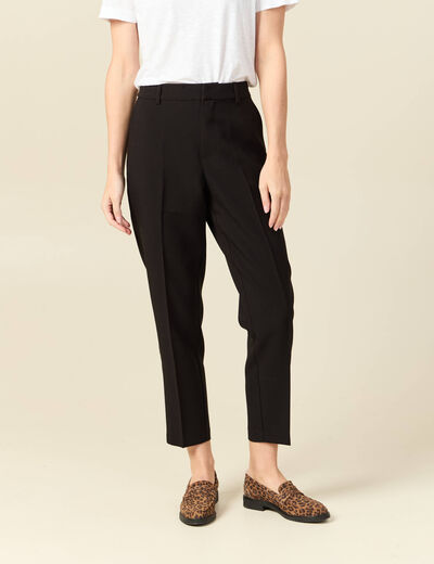 Pantalon cigarette &agrave; pinces noir femme