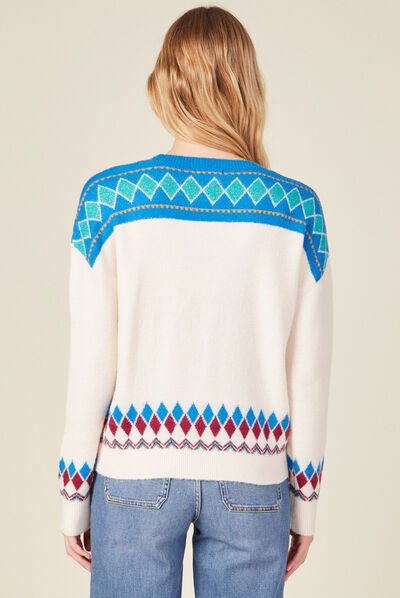 Pull manches longues bleu turquoise femme