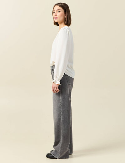 Blouse manches longues ecru femme