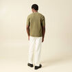 Chemise manches courtes col polo vert kaki homme