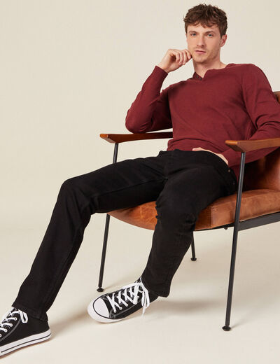 Pull manches longues bordeaux homme