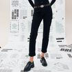 Jeans girlfriend taille haute denim noir femme