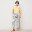 Jeans large cropped taille haute ray&eacute; bleu ciel femme