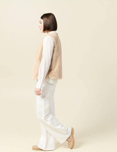 Gilet sans manches doublé beige femme