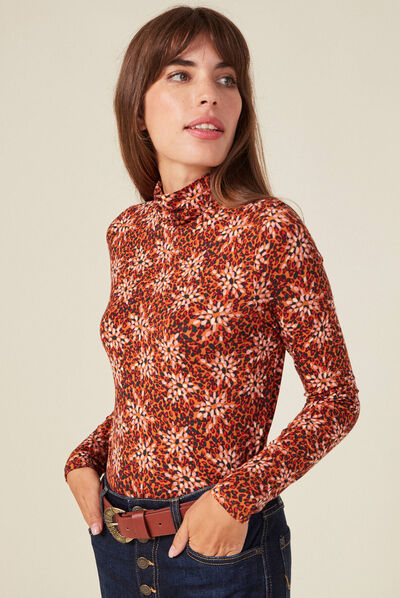 T-shirt manches longues camel femme