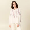 Chemise manches longues brodée creme femme