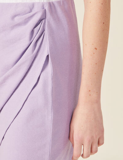 Jupe ajustée drapée en tricot mauve femme