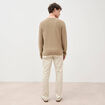 Pull fin en coton manches longues vert olive homme