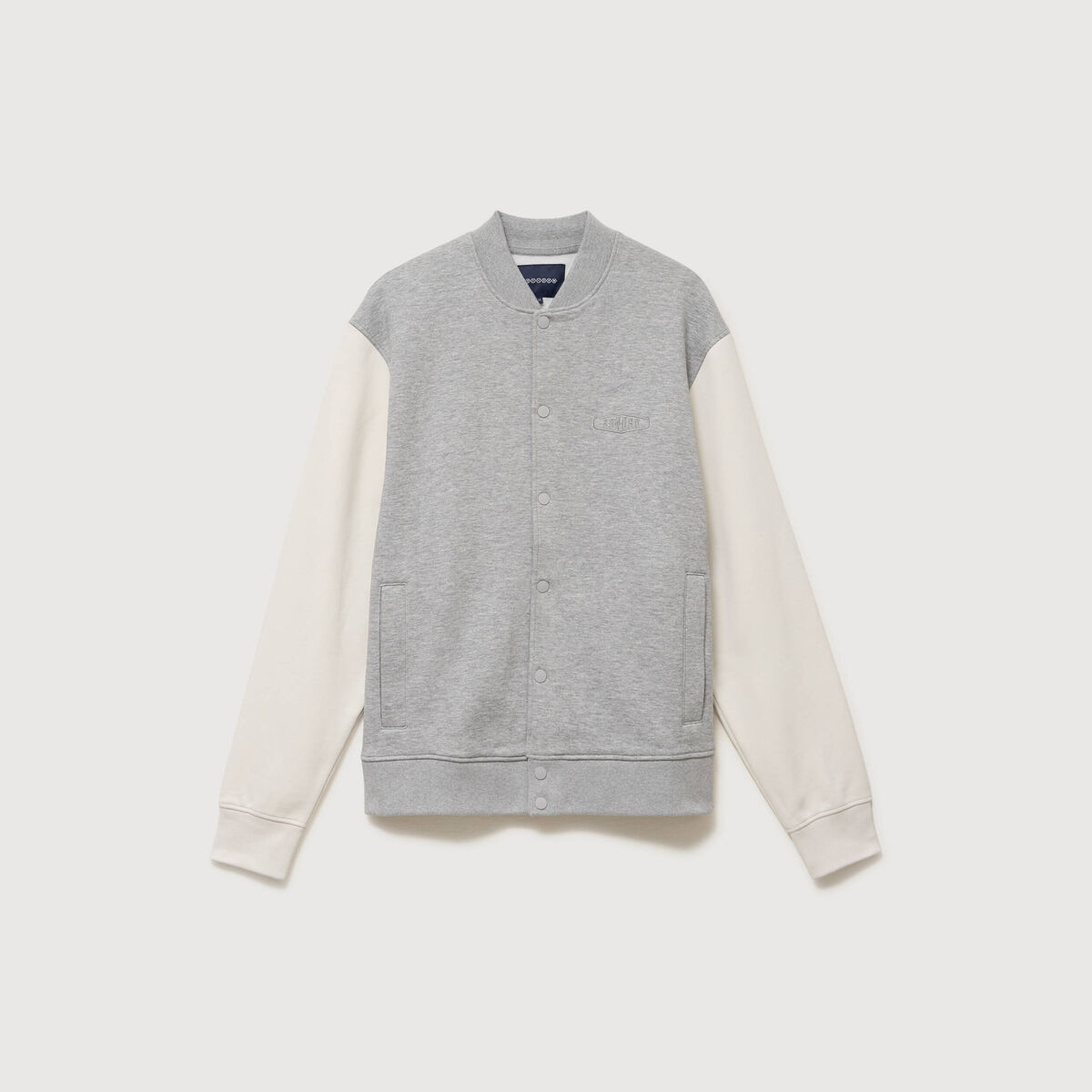 Sweat manches longues brod&eacute; gris clair homme