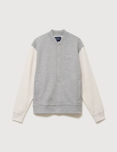 Sweat manches longues brod&eacute; gris clair homme