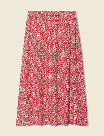 Jupe midi évasée rouge femme