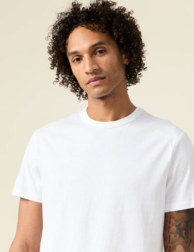 T-shirt en coton manches courtes blanc homme