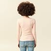 T-shirt cintr&eacute; manches longues col rond rose champagne femme