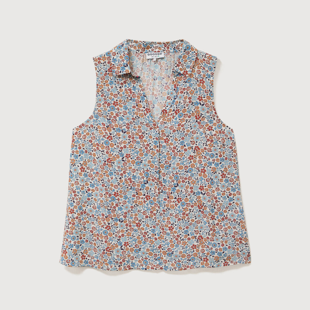 Blouse sans manches bleu gris femme