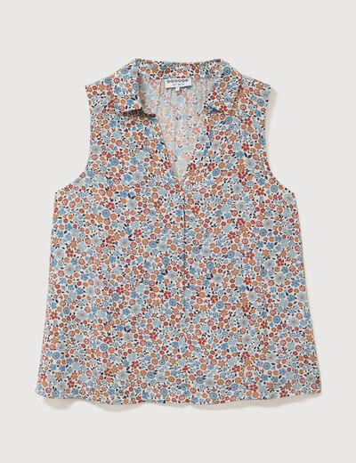 Blouse sans manches bleu gris femme