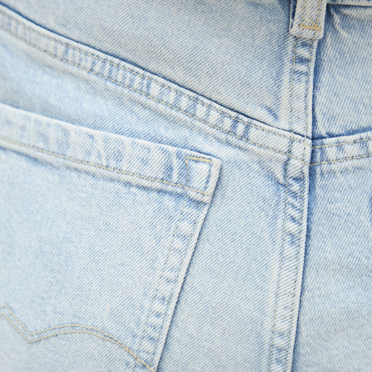 Jeans large taille haute denim bleach femme
