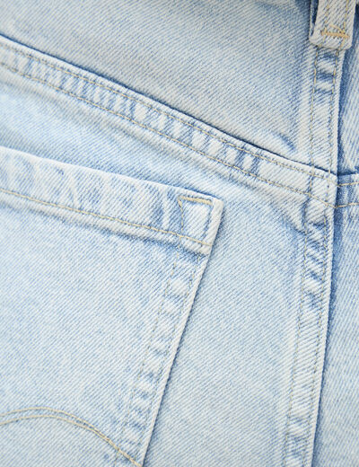 Jeans large taille haute denim bleach femme