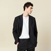 Blazer cintr&eacute; manches longues doubl&eacute; noir homme